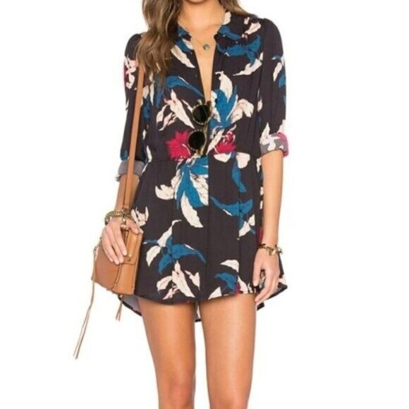 REVOLVE Dresses & Skirts - Tularosa Lola Mini Dress Floral Print Button-Up Collared Long Sleeve Revolve